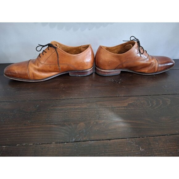 Florschiem Brown Leather Cap Toe Lace-up Oxfords/Pre-owned, 11D - Picture 2 of 9